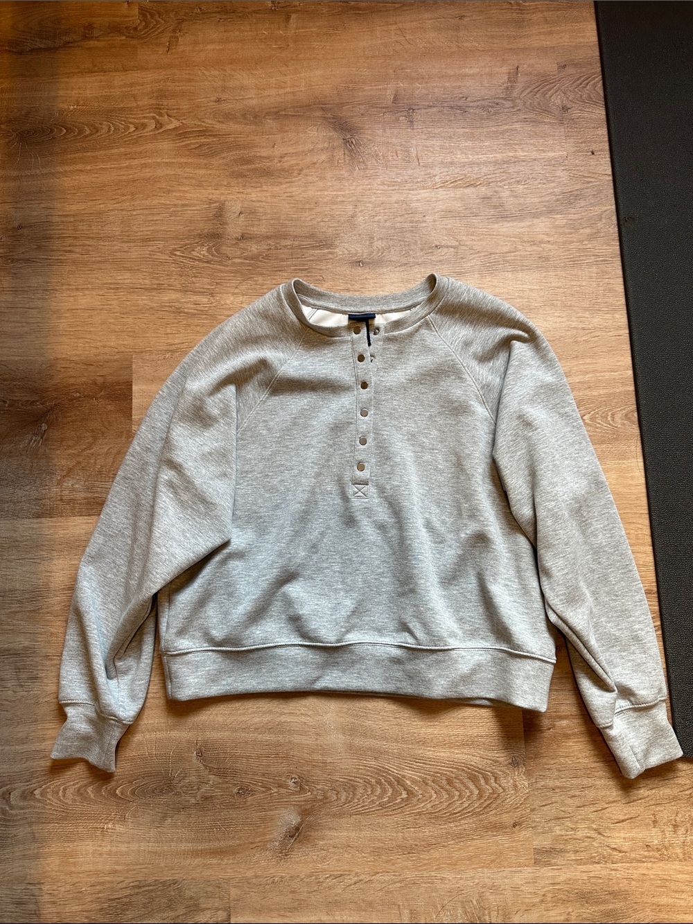 Women's Gray Henley Sweatshirt Top